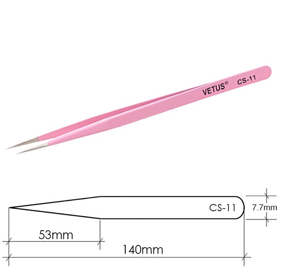 Genuine VETUS CS-11 tweezers for eyelash extensions, PINK