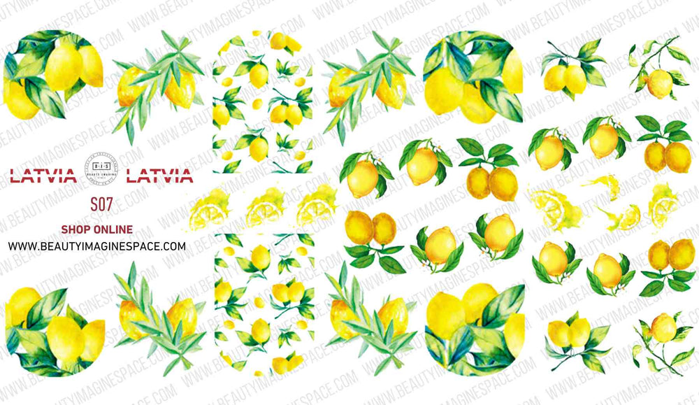 BIS Pure Nails water slider nail design sticker decal LEMONS, S07