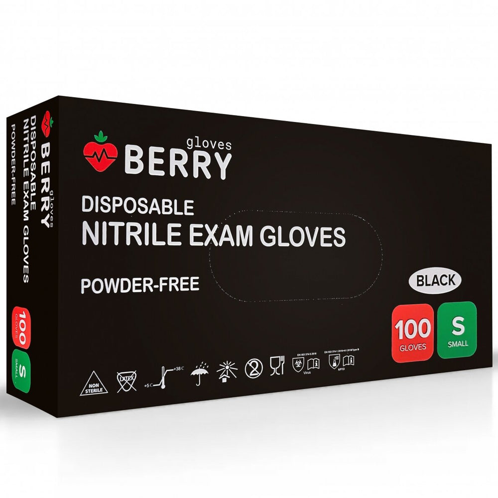 Nitrylex Berry black nitrile gloves 100 pcs, size S or M