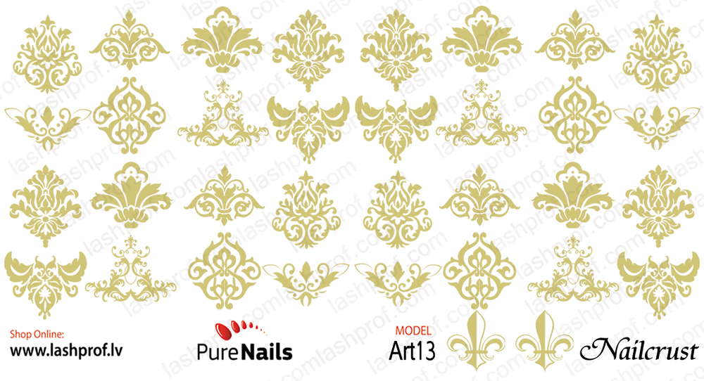 BIS Pure Nails nagu dizaina slaideri uzlīmes ART13 zelts