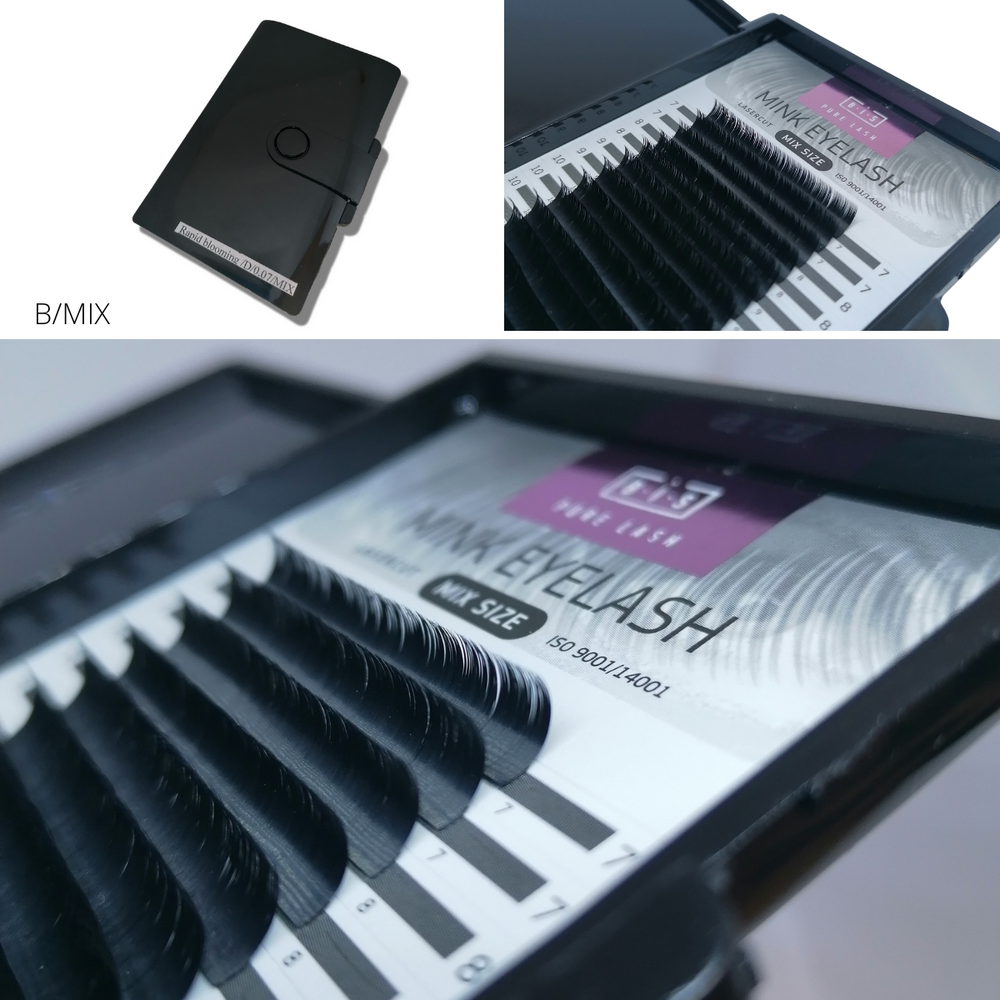 BIS Pure Lash FLAT Matte eyelash extensions 16 lines, B shape, 7-12 mm MIX