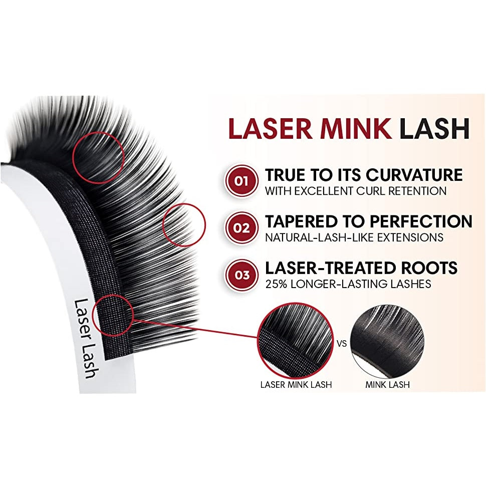 BL Lashes Laser Mink skropstas pieaudzēšanai C-0.07-MIX
