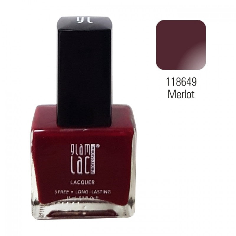 GlamLac gel effect nail lacquer polish 15 ml, 118649 MERLOT