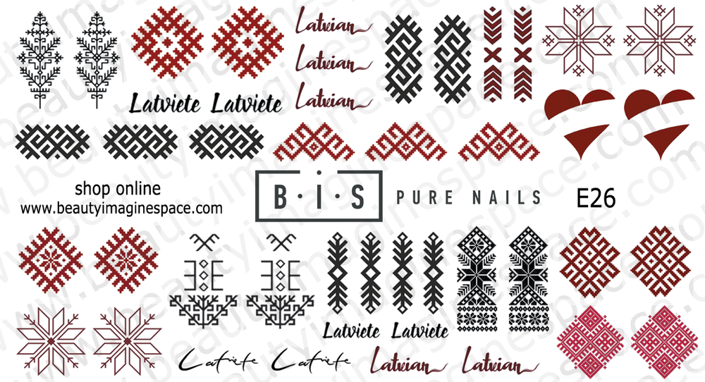 BIS Pure Nails water slider nail design sticker decal LATVIA, E26