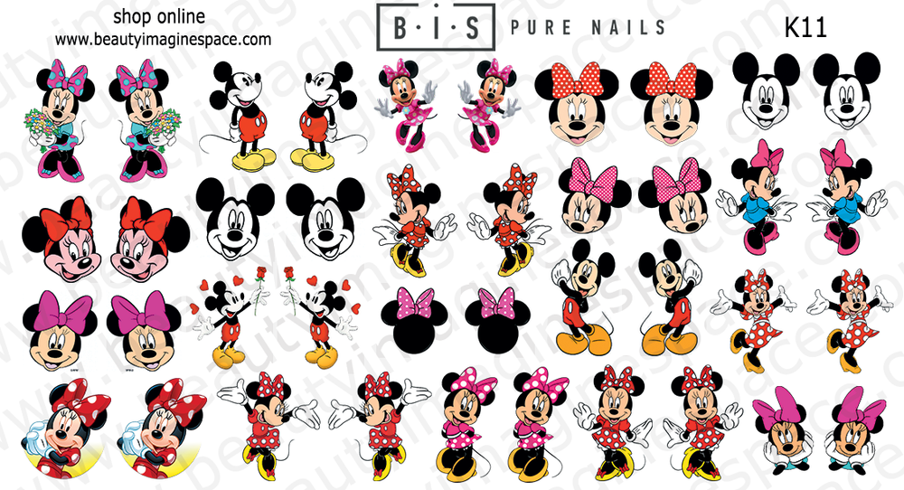 BIS Pure Nails water slider nail design sticker decal Mickey and Minnie, K11
