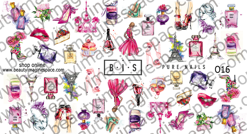 BIS Pure Nails water slider nail design sticker decal PARIS, models R20, R41 and O16