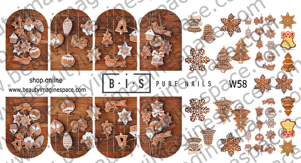 BIS Pure Nails slider nail design sticker decal, CHRISTMAS COOKIES W58