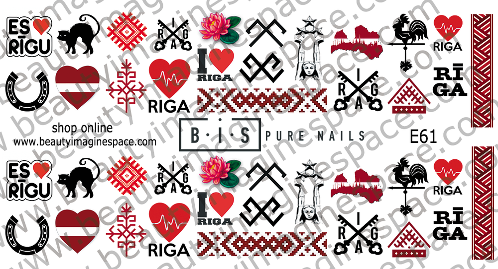 BIS Pure Nails nagu dizaina slaideri uzlīmes RĪGA, E61