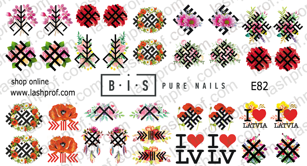 BIS Pure Nails nagu dizaina slaideri uzlīmes LATVIJA, E82