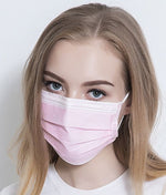Гигиенические маски для лица 3-слойние 1шт, РОЗОВИЕ