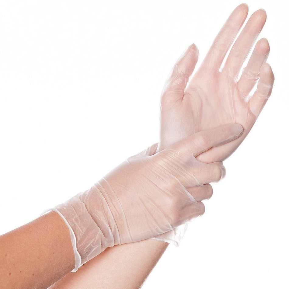 Unigloves vinyl disposable gloves pack of 100, L size