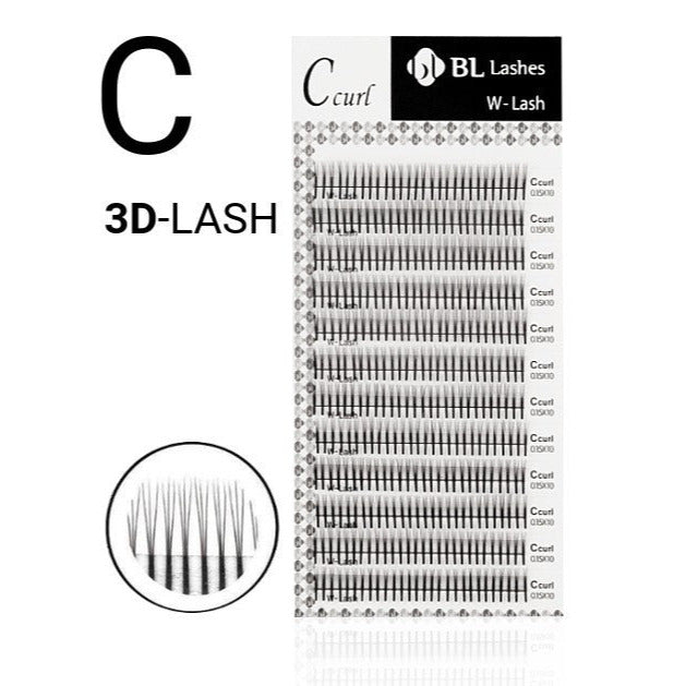 BL Lashes 3D gatavie pušķīši apjoma pieaudzēšanai, C-0.10-8mm