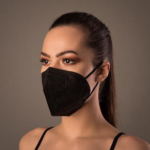 Medicīniskā sejas maska respirators KN95 MELNS, 1 gab