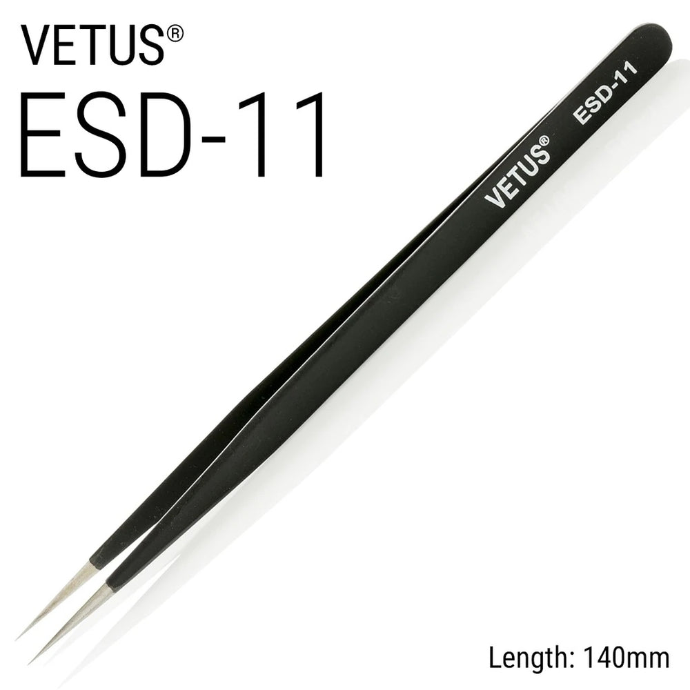 Genuine VETUS ESD-11 tweezers for eyelash extensions, BLACK