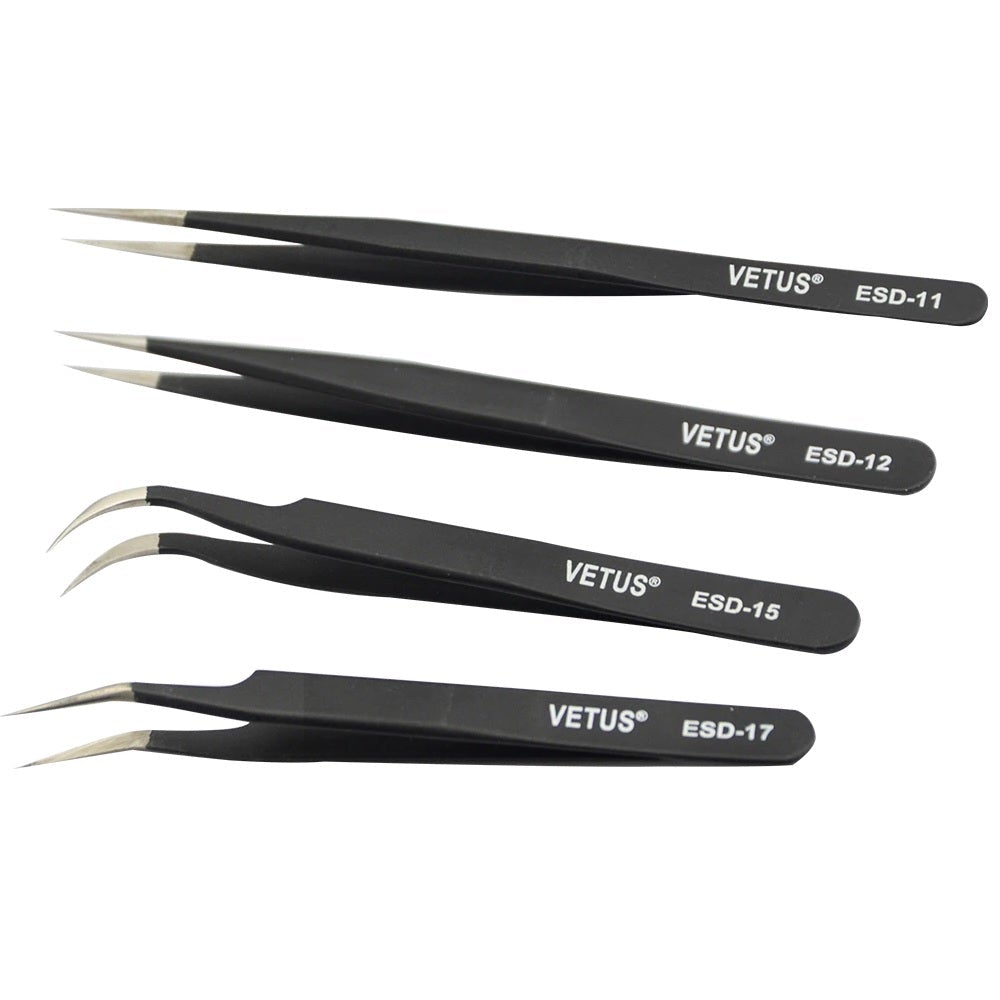 Genuine VETUS ESD-14 tweezers for eyelash extensions, BLACK