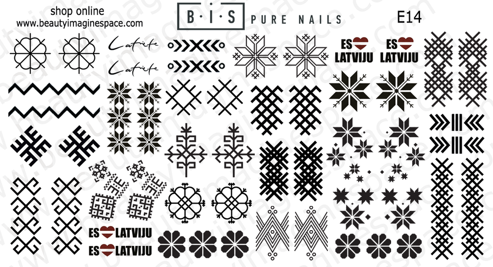 BIS Pure Nails  slider nail design sticker decal I LOVE LATVIA, E14