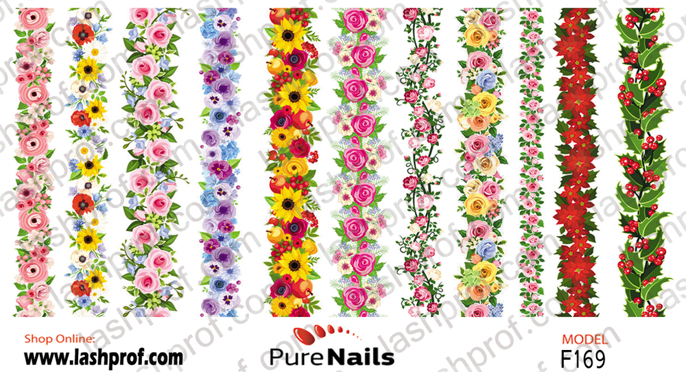 BIS Pure Nails nagu dizaina slaideri uzlīmes FLOWER CHAIN, F169