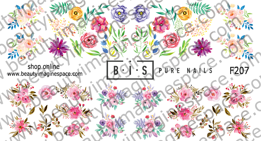 BIS Pure Nails slider nail design sticker decal FLOWERS, F207