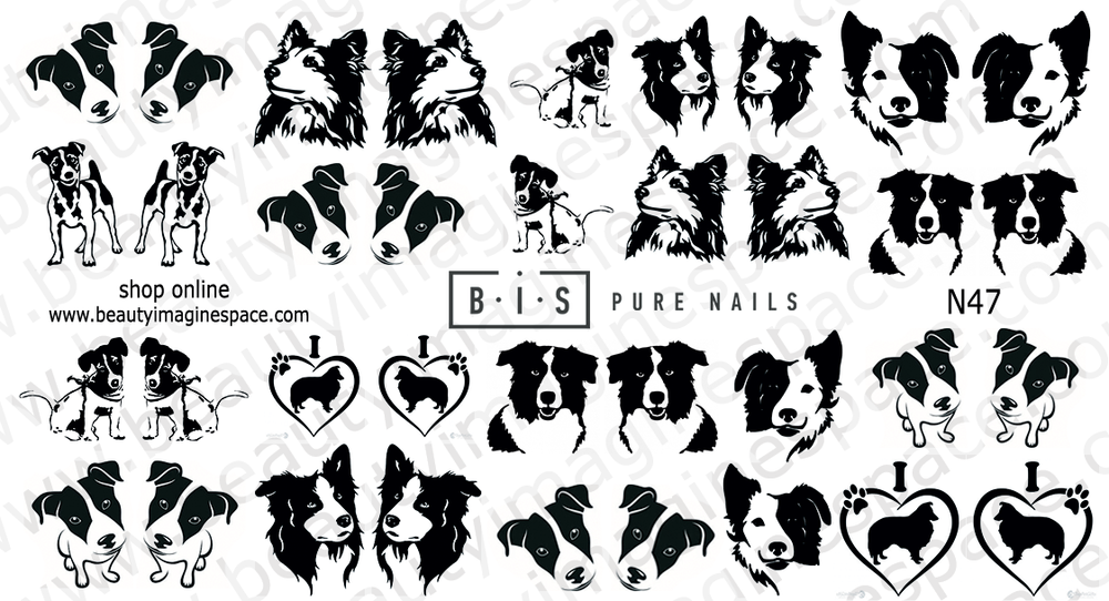 BIS Pure Nails  slider nail design sticker decal DOGS, N47