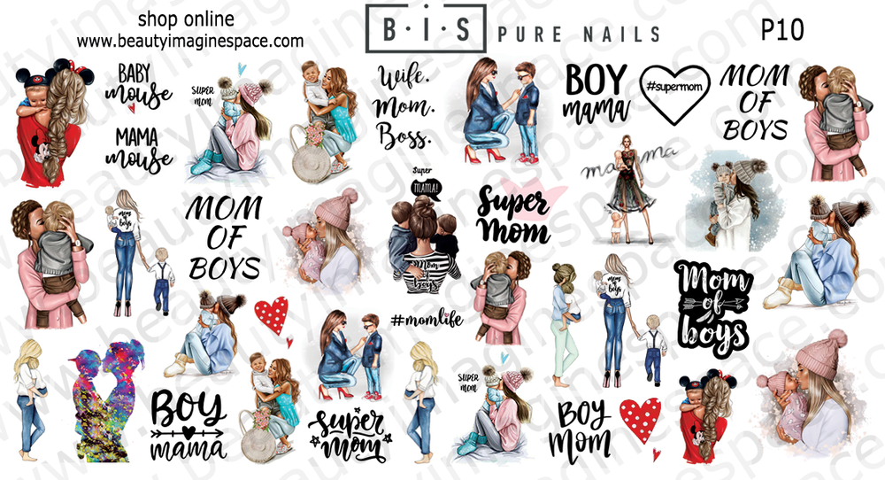 BIS Pure Nails nagu dizaina slaideri uzlīmes, P10