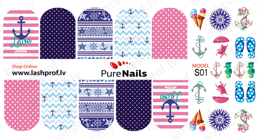 BIS Pure Nails  slider nail design sticker decal SUMMER JURMALA, S01