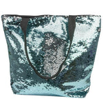Shiny bag with zipper 38 x 33 x 15 cm, BLUE-SILVER