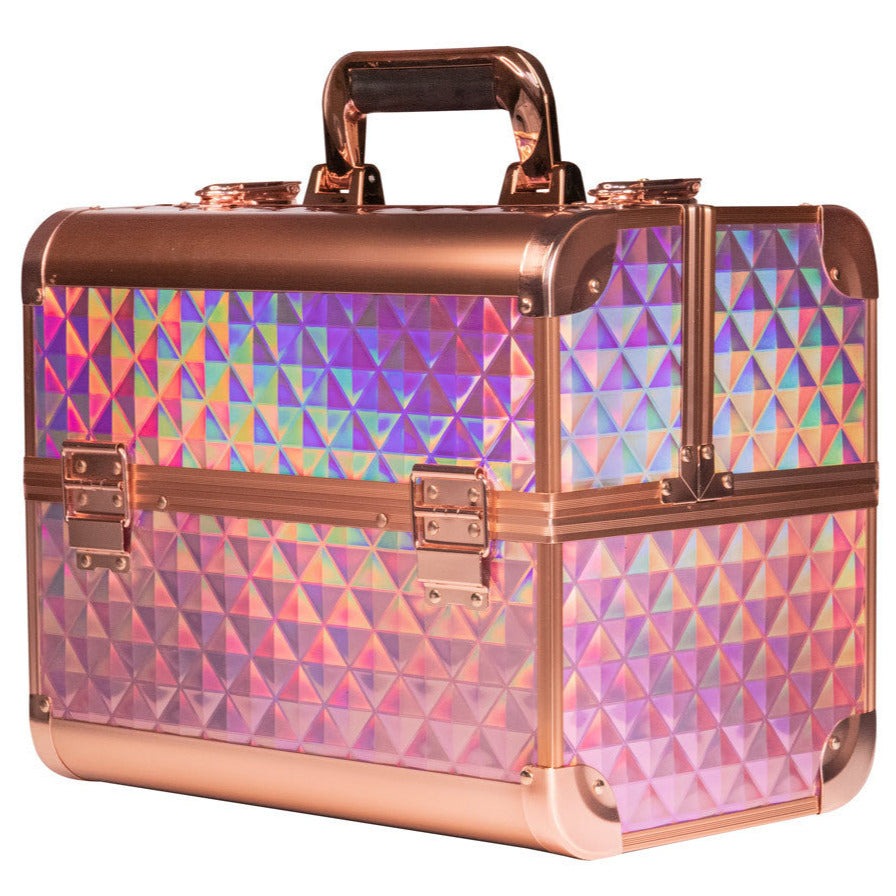 Pink holographic suitcase deals