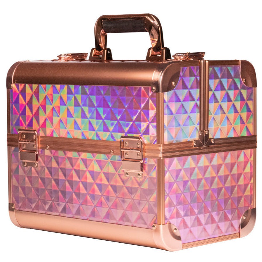 Beauty suitcase 3D design M2 size, HOLO ROSE GOLD