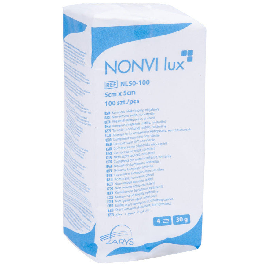 Nonvi Lux nonwoven swab wipes, 5 x 5 cm