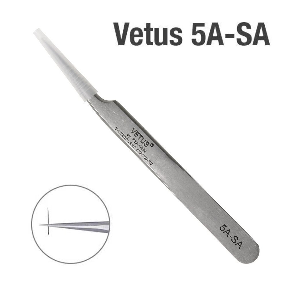 Genuine VETUS 5A-SA tweezers for eyelash extensions, SILVER