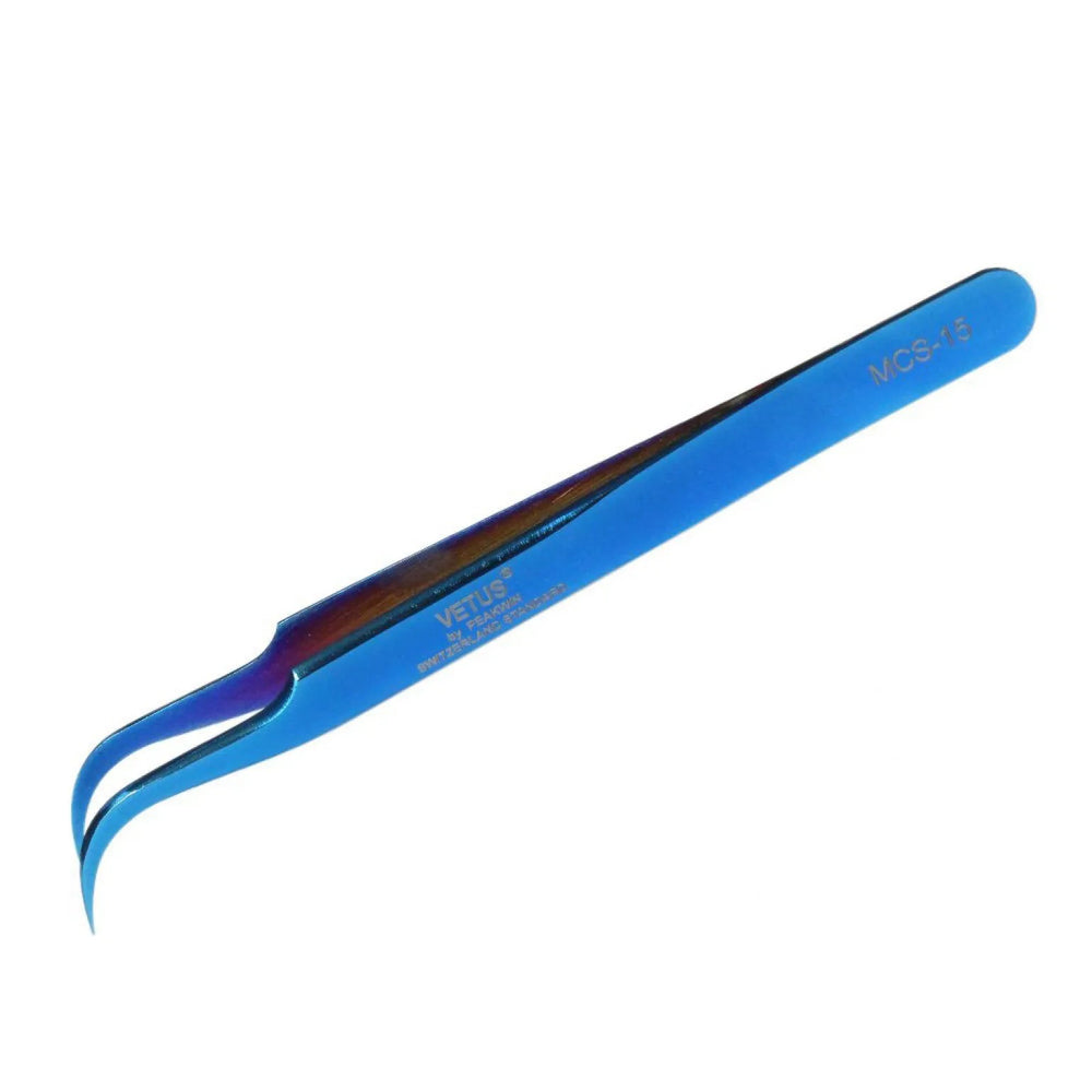 VETUS MCS-15 PRO tweezers for eyelash extensions, BLUE