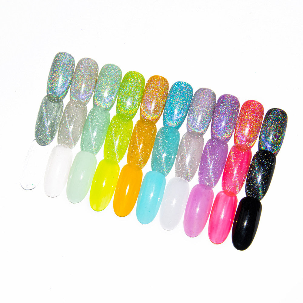 ​BIS Pure Nails gaismu atstarojošā laka 15 ml, hologrāfiskā varavīksne