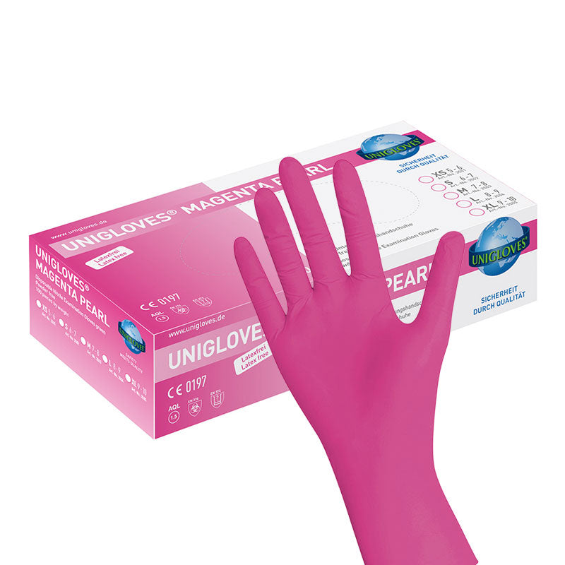 10 - 100 Unigloves Black Pink Pearl Nitrile Latex Disposable