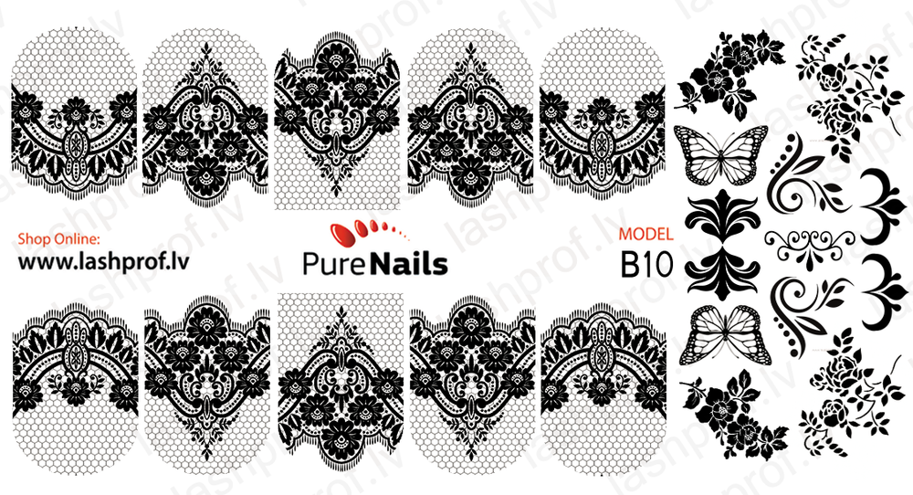 BIS Pure Nails slider nail design sticker decal BLACK ORNAMENT B10, B11, B18 and B20