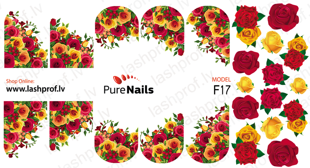 BIS Pure Nails slider nail design sticker decal FLOWERS, E12, F09, F13, F16, F17, F43 and F55