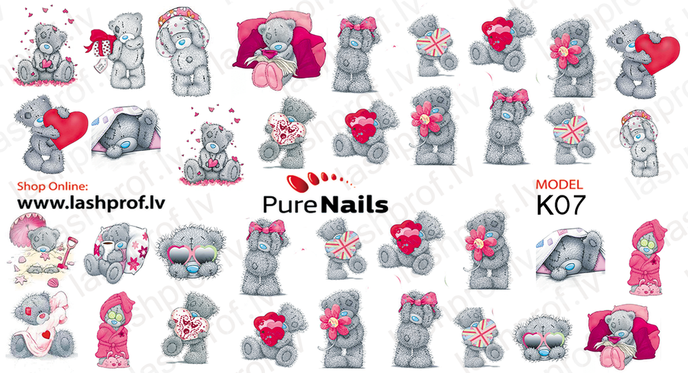 BIS Pure Nails nagu dizaina slaideri uzlīmes LOVE, models F48, K07, R02, R35 and R102