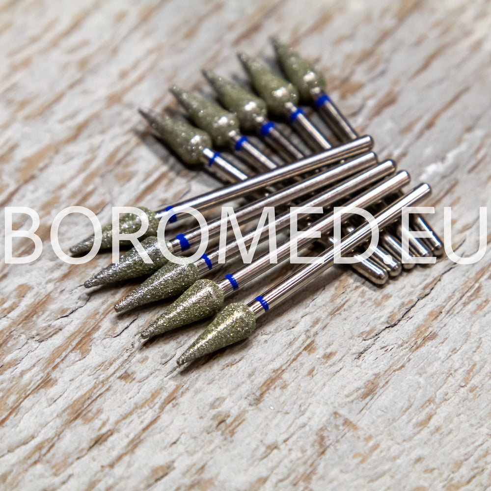 DIAMOND nail bit BUD semicircular tip, long (266 blue), 10pcs