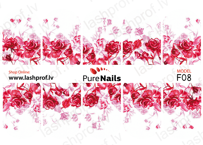 BIS Pure Nails nagu dizaina slaideri uzlīmes ROZES, F08
