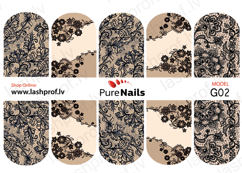 BIS Pure Nails nagu dizaina slaideri uzlīmes ELEGANCE, G01, G02 un G03