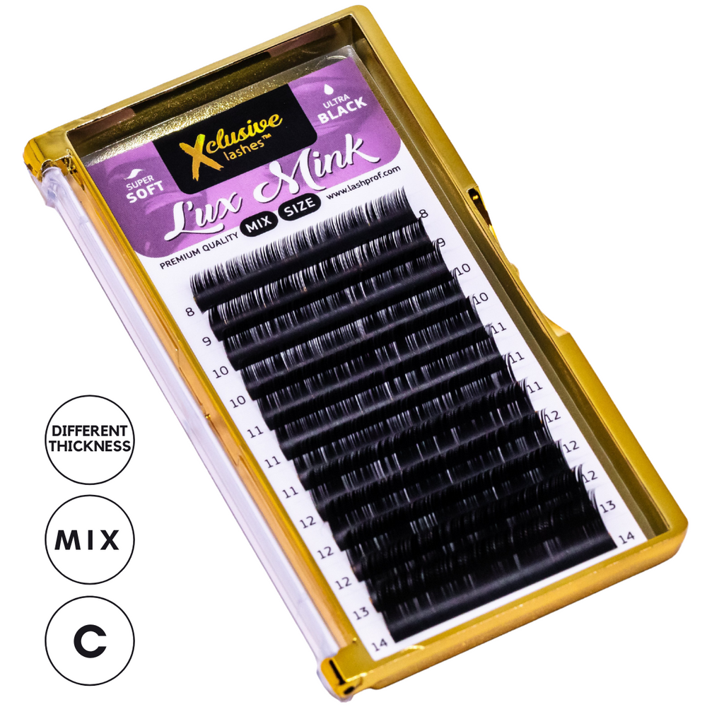 Xclusive Lashes Mink MIX short lengths 5-11 mm, C - different thickness