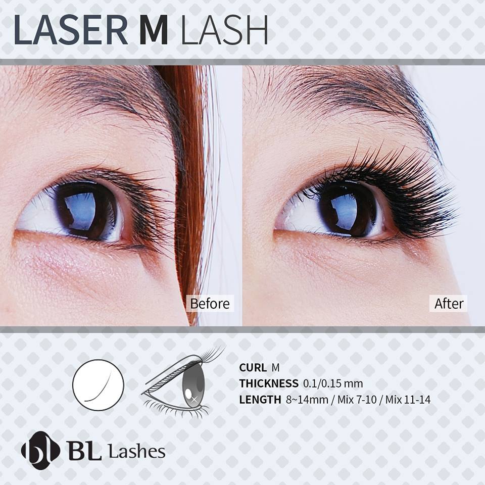 BL Laser M - 0.25 eyelash extensions, MIX