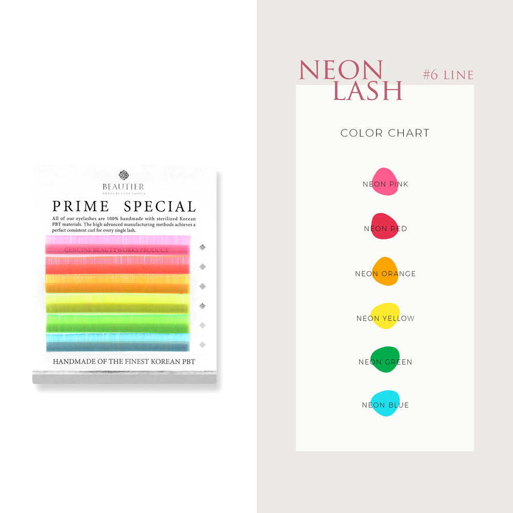 Beautier Volume Color eyelash extensions NEON, 6 lines