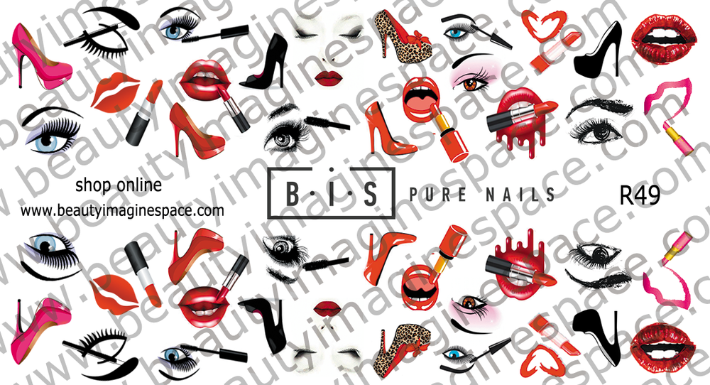 BIS Pure Nails nagu dizaina slaideri uzlīmes LOVE, R49