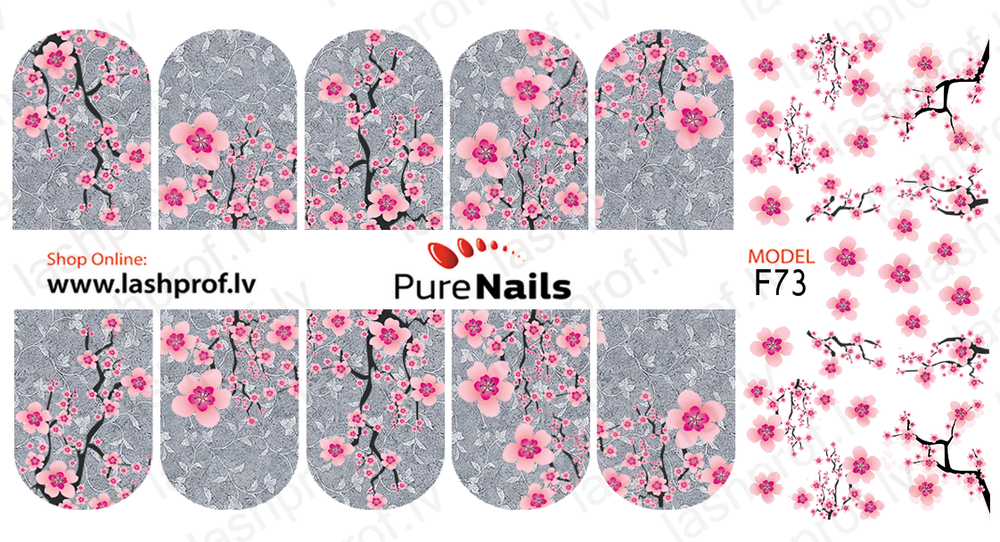 BIS Pure Nails nagu dizaina slaideri uzlīmes SAKURA, F73