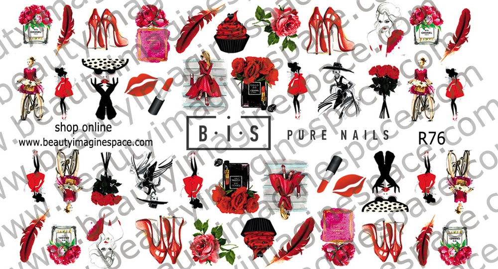 BIS Pure Nails water slider nail design sticker decal LOVE, R76