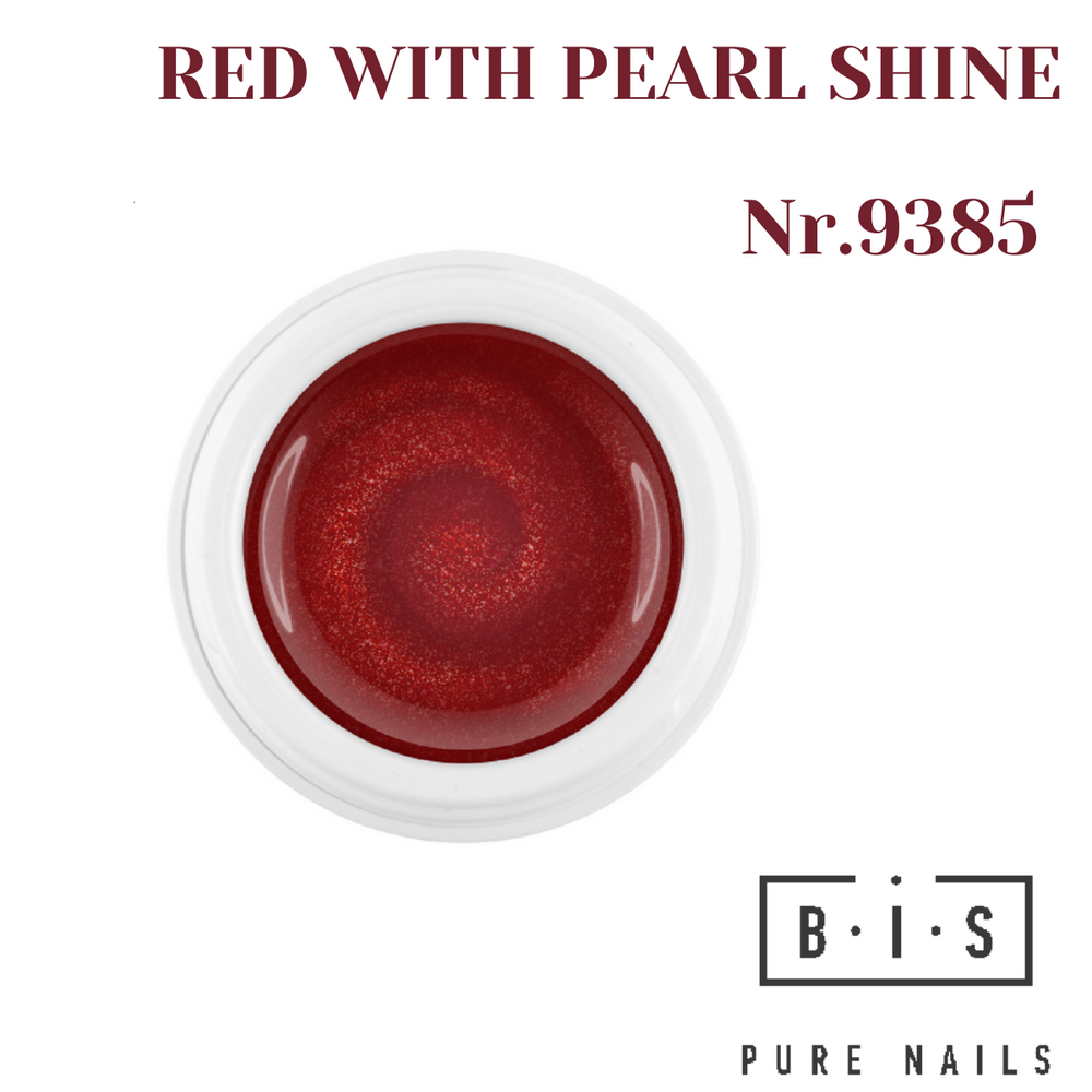 UV/LED krāsu gēls nagu pieaudzēšanai un modelēšanai RED WITH PEARL SHINE 9385, finālā izpārdošana!