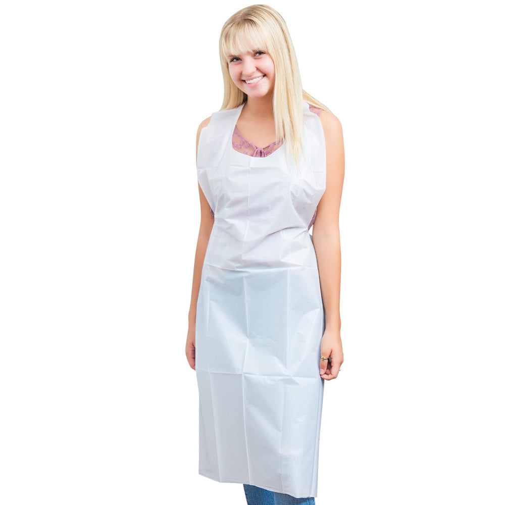 Disposable HDPE aprons WHITE 71x120 cm, 100 pieces