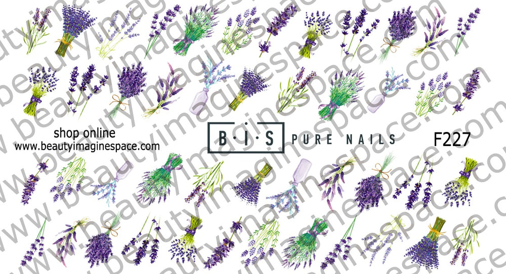 BIS Pure Nails slider nail design sticker decal LAVANDA bouquet, F227