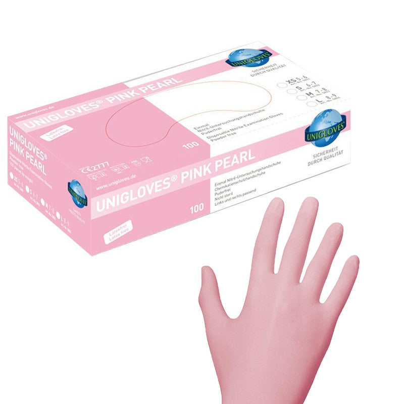 Unigloves Nitrile gloves 100 pieces XS, S or M, PINK Pearl